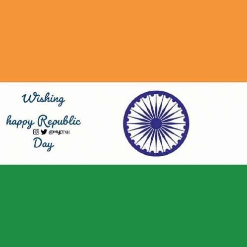 A Flag With The Words Wishing Happy Republic Day Written On It GIF