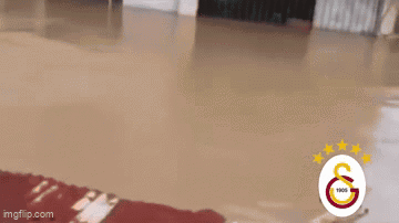 A Flooded Room With Wilson Written In Black Letters GIF