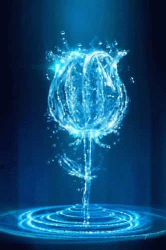 A Flower Made Out Of Water Is Surrounded By Circles Of Water GIF