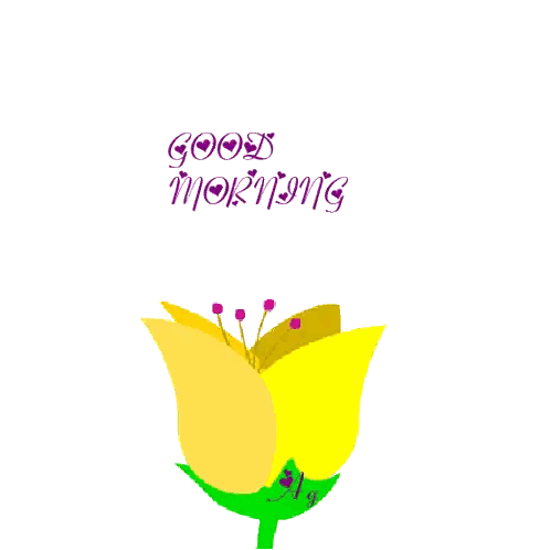 a flower with a butterfly and a heart that says good morning