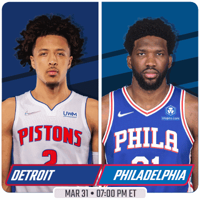 A Flyer For A Basketball Game Between The Pistons And The Phillies GIF