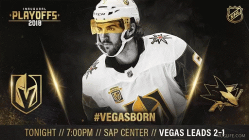A Flyer For The Inaugural Playoffs Shows A Hockey Player GIF