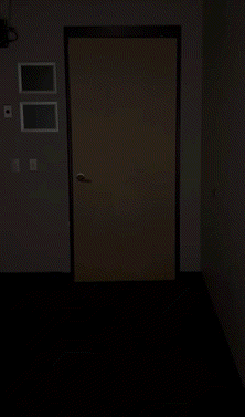 A Flyers Mascot Is Standing In A Doorway GIF