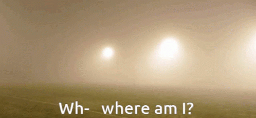 A Foggy Field With The Words Wh- Where Am I On It GIF