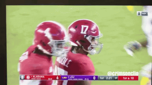A Football Game Between Alabama And Lsu Is Being Shown On Television GIF