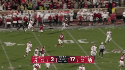 a football game between alabama and oklahoma is going on