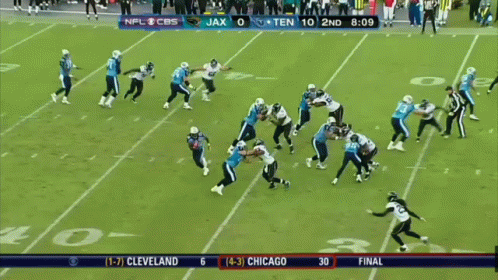 a football game between cleveland and chicago is being played