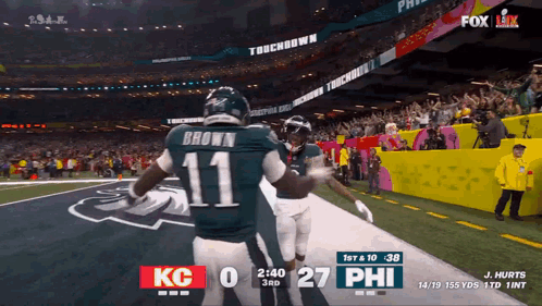 A Football Game Between Kc And Phi Is Being Broadcast On Fox GIF
