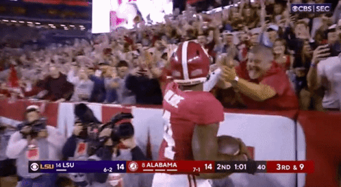 a football game between lsu and alabama is on cbs