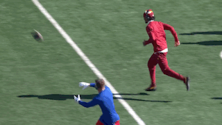 A Football Game Between Malik Nabers And Jayden Daniels Is Underway GIF