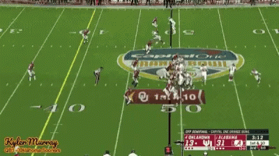 A Football Game Between Oklahoma And Alabama Is Being Played At 3:08 GIF