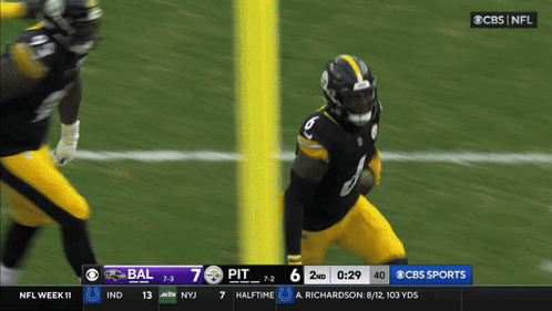 A Football Game Between Pittsburgh And Baltimore GIF