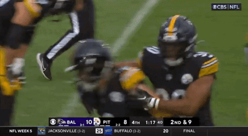 A Football Game Between Pittsburgh And Buffalo Is Being Broadcast On Cbs GIF