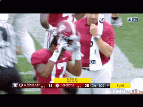 A Football Game Between Texas A & M And Alabama Is Being Shown On Cbs GIF