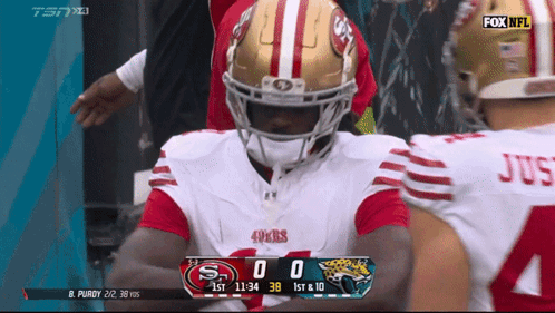 A Football Game Between The 49Ers And The Jaguars Is Being Shown On Fox Nfl GIF