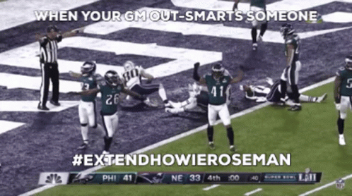 A Football Game Between The Eagles And The Patriots Is Being Played GIF