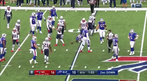 A Football Game Between The Patriots And Buffalo Bills GIF
