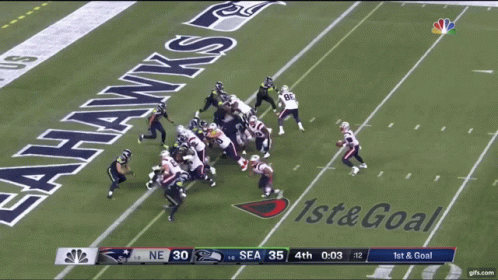 A Football Game Between The Patriots And Seahawks Is Being Shown On Nbc GIF