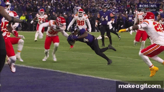 A Football Game Between The Ravens And The Chiefs Is Being Broadcast On Cbs GIF
