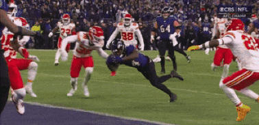 A Football Game Between The Ravens And The Chiefs Is Underway GIF