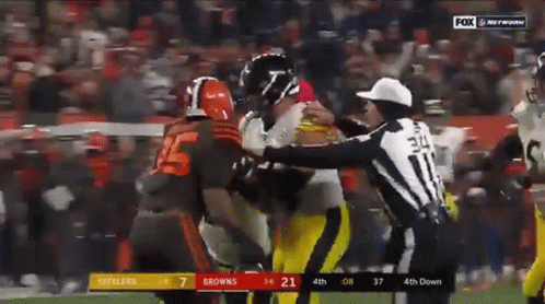 A Football Game Between The Steelers And The Browns Is Being Shown On Fox Network GIF