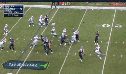 A Football Game Is Being Played Between Dallas And Seattle And The Score Is 7 To 3 GIF