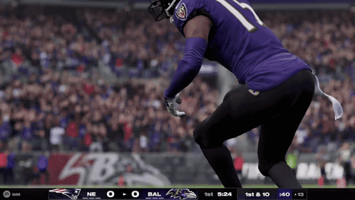 A Football Game Is Being Played Between The Baltimore Ravens And The Ne Ravens GIF