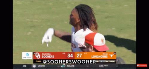 A Football Game Is Being Played Between The Sooners And The Longhorns GIF