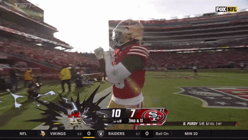 A Football Game Is Being Played Between The Vikings And The Raiders GIF