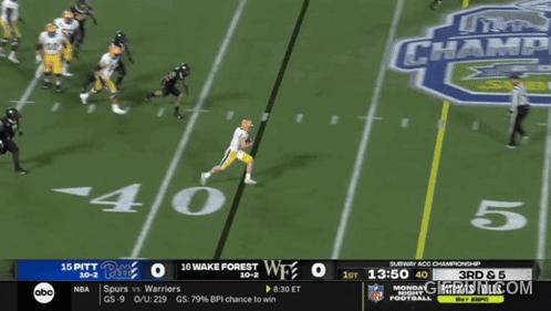 A Football Game Is Being Played Between The Warriors And The Pittsburgh Steelers GIF