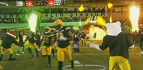 a football game is being played in a stadium that has the word stadium on it