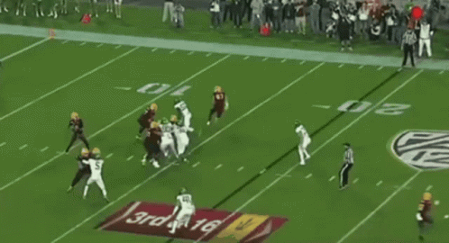 A Football Game Is Being Played In A Stadium With A Banner That Says Sunflower On It GIF