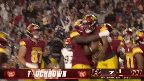 A Football Game Is Being Played With The Score 7 To 1 GIF