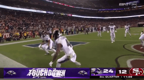 A Football Game Is Being Shown On Espn And The Score Is 24 To 12 GIF