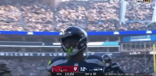 a football player celebrates a touchdown during a game