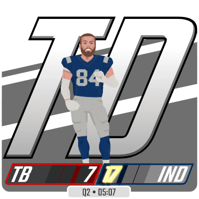 A Football Player In A Blue Jersey With The Number 84 On It GIF