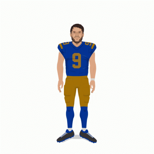 a football player in a blue jersey with the number 9 on it