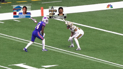 A Football Player In A Buffalo Bills Uniform Is Being Tackled GIF