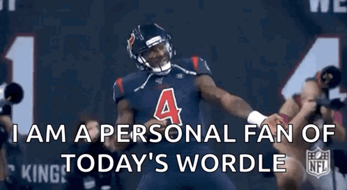 A Football Player Is Dancing In Front Of A Crowd With The Words `` I Am A Personal Fan Of Today 'S Worldle '' . GIF