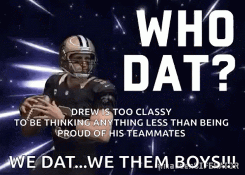 A Football Player Is Holding A Football And Says Who Dat GIF