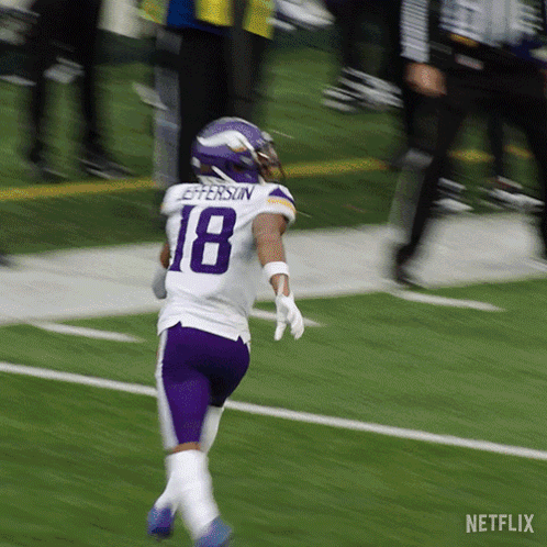 A Football Player Named Jefferson Is Running On The Field GIF