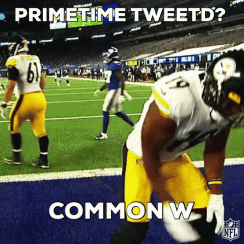 A Football Player On A Field With The Caption Primetime Tweetd Common W GIF
