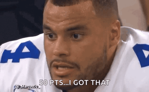 A Football Player Says " 50 Pts ... I Got That " During A Game GIF