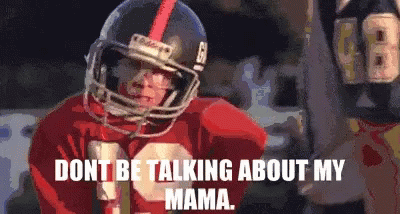 A Football Player Says " Dont Be Talking About My Mama " In A Pixelated Image GIF