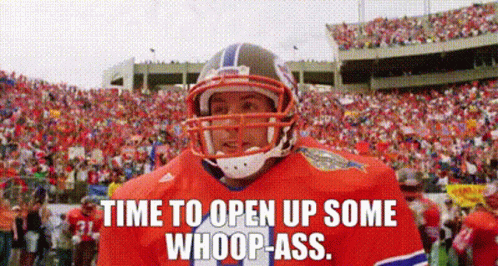 A Football Player Wearing A Helmet Is Standing In Front Of A Crowd Of People On A Field . GIF