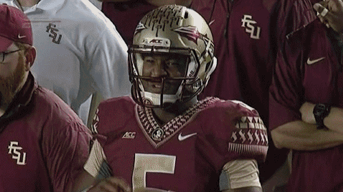 a football player wearing a helmet with the letter f on it