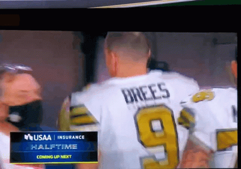 A Football Player Wearing A Jersey That Says Brees On It GIF