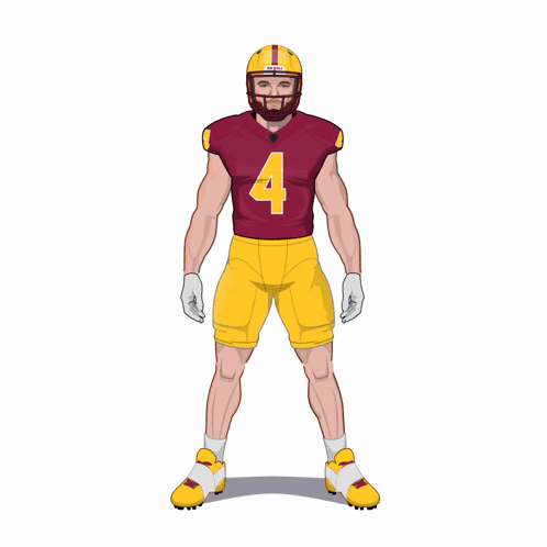 a football player wearing a maroon jersey with the number 4