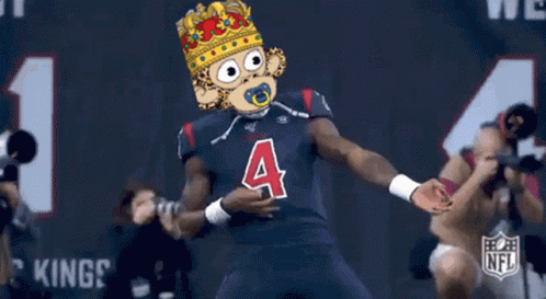 A Football Player Wearing A Pacifier And A Crown With The Number 4 On It GIF