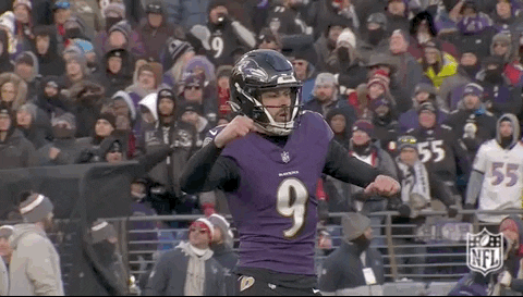 a football player wearing a purple jersey and a black helmet is standing in front of a crowd .